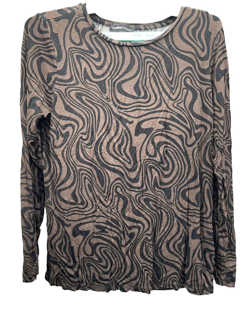 LC Waikiki Women's Top Size Large Long Sleeve Classic Brown And Black Preloved